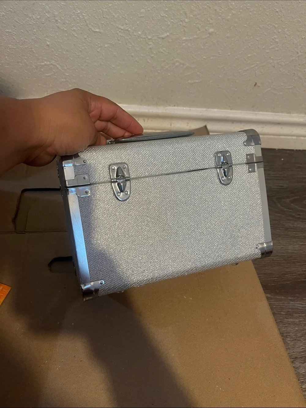 Silver Portable Storage Case with Handle